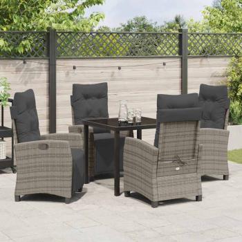 5-teiliges Garten-Ess-Set Grau Poly-Rattan