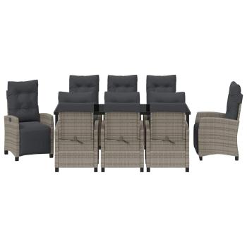 ARDEBO.de - 9-teiliges Garten-Ess-Set in grauem Poly-Rattan