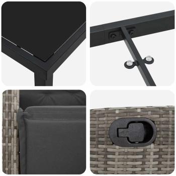 9-teiliges Garten-Ess-Set in grauem Poly-Rattan