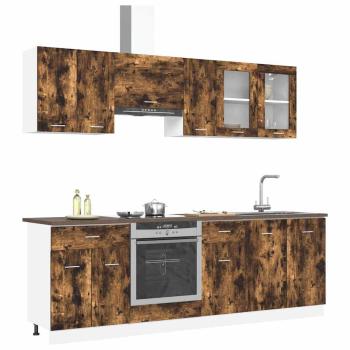 Kücheneinheit Lyon 8 stk. Räuchereiche Holzwerkstoff