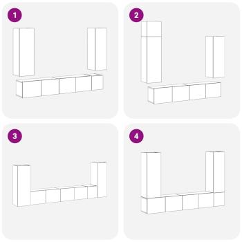 5-teiliges TV-Schrank Set wandmontiert Schwarze Eiche Holzwerkstoff, Schwarzer Eichen TV-Ständer 80x30x30 cm aus Holzwerkstoff, Wandmontierte TV-Schränke - 2 Stück Schwarze Eiche, 30.5x30x90 cm, aus Holzwerkstoff, Wandmontierter TV-Schrank in Schwarzer Ei