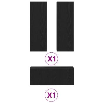 3-teiliges TV-Schrank-Wandmontage Schwarze Eiche aus technischem Holz, Schwarzer Eichen-TV-Ständer 80x30x30 cm aus technischem Holz, Wandmontierte TV-Schränke - 2 Stk. Schwarze Eiche, 30.5x30x90 cm, aus technischem Holz