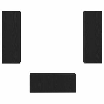 3-teiliges TV-Schrank-Wandmontage Schwarze Eiche aus technischem Holz, Schwarzer Eichen-TV-Ständer 80x30x30 cm aus technischem Holz, Wandmontierte TV-Schränke - 2 Stk. Schwarze Eiche, 30.5x30x90 cm, aus technischem Holz