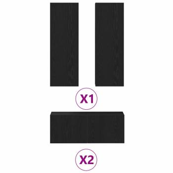 4-teiliges TV-Schrank-Set wandmontiert Schwarze Eiche Holzwerkstoff, Schwarze Eiche TV-Ständer 80x30x30 cm aus Holzwerkstoff, Wandmontierte TV-Schränke - 2 Stück Schwarze Eiche, 30,5x30x90 cm, aus Holzwerkstoff