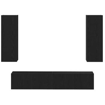 4-teiliges TV-Schrank-Set wandmontiert Schwarze Eiche Holzwerkstoff, Schwarze Eiche TV-Ständer 80x30x30 cm aus Holzwerkstoff, Wandmontierte TV-Schränke - 2 Stück Schwarze Eiche, 30,5x30x90 cm, aus Holzwerkstoff