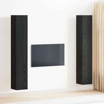 ARDEBO.de - 4-teiliges TV-Schranksystem Schwarz Eiche 30.5x30x90 cm Holzwerkstoff, Wandmontierte TV-Schränke - 2 Stück Schwarz Eiche, 30.5x30x90 cm, aus Holzwerkstoff