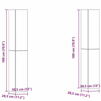 4-teiliges TV-Schranksystem Schwarz Eiche 30.5x30x90 cm Holzwerkstoff, Wandmontierte TV-Schränke - 2 Stück Schwarz Eiche, 30.5x30x90 cm, aus Holzwerkstoff