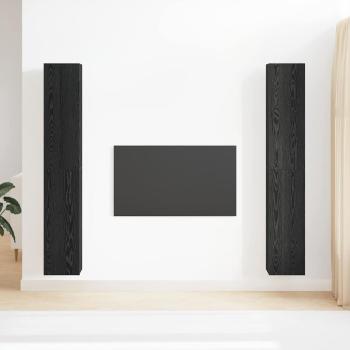 4-teiliges TV-Schranksystem Schwarz Eiche 30.5x30x90 cm Holzwerkstoff, Wandmontierte TV-Schränke - 2 Stück Schwarz Eiche, 30.5x30x90 cm, aus Holzwerkstoff