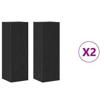 4-teiliges TV-Schranksystem Schwarz Eiche 30.5x30x90 cm Holzwerkstoff, Wandmontierte TV-Schränke - 2 Stück Schwarz Eiche, 30.5x30x90 cm, aus Holzwerkstoff