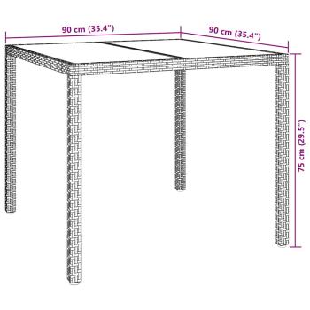 Gartentisch Braun 90x90x75 cm Poly-Rattan