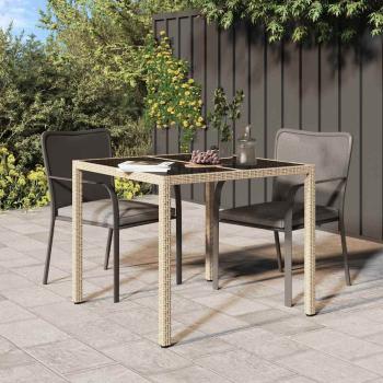 ARDEBO.de - Gartentisch Beige 90x90x75 cm Poly-Rattan