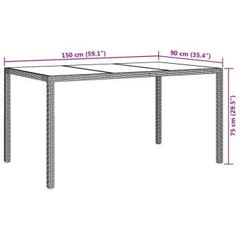 Gartentisch Schwarz 150x90x75 cm Poly-Rattan