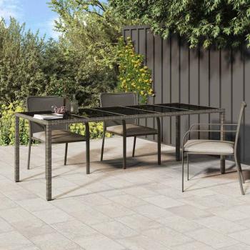 ARDEBO.de - Gartentisch Grau 250x100x75 cm Poly-Rattan