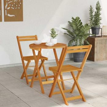 3-teiliges Faltbares Bistro Set Massivholz Akazie
