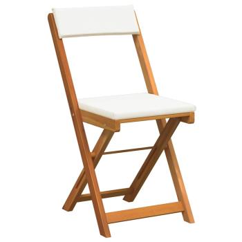 3-teiliges Faltbistro-Set mit Kissen aus massivem Akazienholz