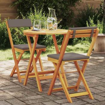 ARDEBO.de - 3-teiliges faltbares Bistro Set mit Kissen aus massivem Akazienholz