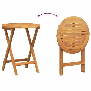 3-teiliges faltbares Bistro Set mit Kissen aus massivem Akazienholz