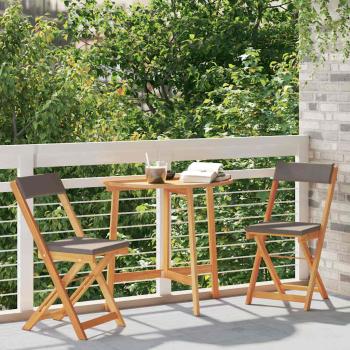 3-teiliges Klapp Bistro Set mit Kissen aus massivem Akazienholz