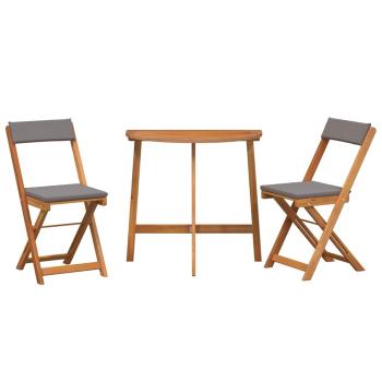 3-teiliges Klapp Bistro Set mit Kissen aus massivem Akazienholz