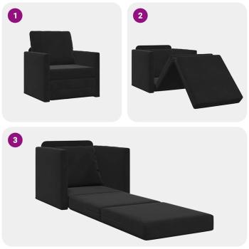 Boden-Sofa-Bett 2-in-1 Schwarz 74x77x81 cm Samt