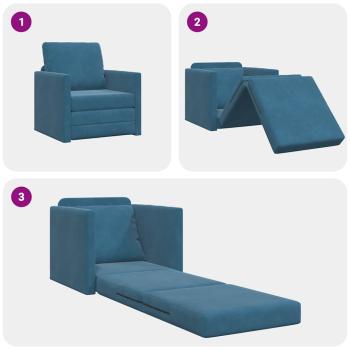 Fußboden Sofa Bett 2-in-1 Blau 74x77x81 cm Velours