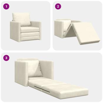 Boden Sofa Bett 2-in-1 Creme 74x77x81 cm Samt