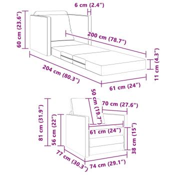 Boden-Sofa-Bett 2-in-1 Hellgrau 74x77x81 cm Stoff