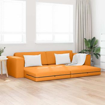 ARDEBO.de - Boden Sofa Bett 2-in-1 Dunkelgelb 245x150x60.5 cm Stoff