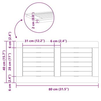 Tischplatte 80x40x2,2 cm rechteckige Tischplatte aus massivem Teakholz
