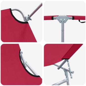 Klappbare Sonnenliegen 2 Stück mit Sonnendach Rot 600D Oxford-Stoff