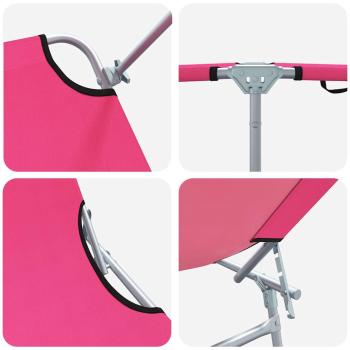 Klappbare Sonnenliegen 2 Stk mit Sonnendach Rosa 600D Oxford-Stoff