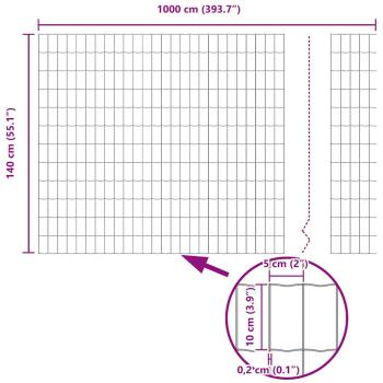 Euro-Zaun Grau 1,4x10 m Stahl