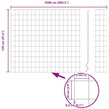 Eurozaun Grau 1.2x25 m Stahl