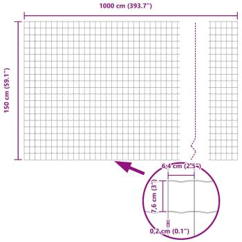Eurozaun 1,5x10 m Feuerverzinkter Stahl