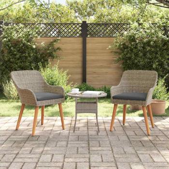 ARDEBO.de - Gartenstühle mit Kissen 2 Stück Schwarz Poly Rattan