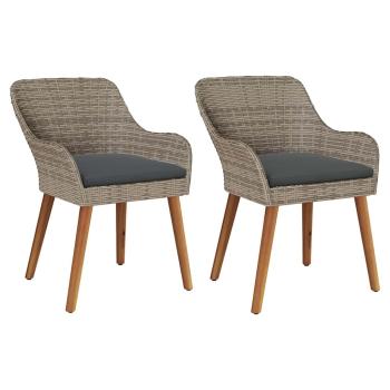 Gartenstühle mit Kissen 2 Stück Schwarz Poly Rattan