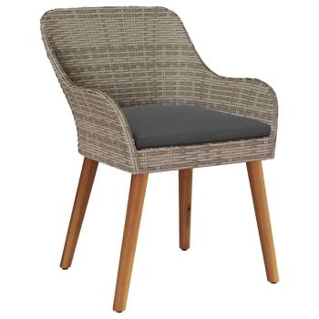 Gartenstühle mit Kissen 2 Stück Schwarz Poly Rattan