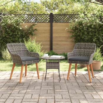 ARDEBO.de - Gartenstühle mit Kissen 2 Stück Grau Poly Rattan