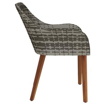 Gartenstühle mit Kissen 2 Stück Grau Poly Rattan