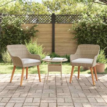 ARDEBO.de - Gartenstühle mit Kissen 2 Stück Beige Poly Rattan