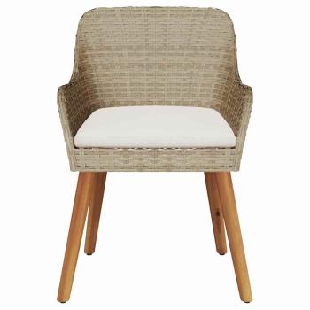 Gartenstühle mit Kissen 2 Stück Beige Poly Rattan