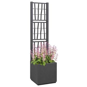 Dunkelgrauer Gartenpflanzkübel mit Spalier - 36x36x140 cm