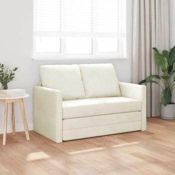 Loveseat 2-Sitzer Creme Stoff, Holz 2-Sitzer Platz für mehrere