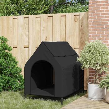 Hundehütte Schwarze Oxford-Stoff und Stahl