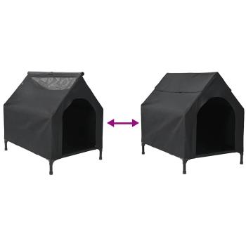 Hundehütte Schwarze Oxford-Stoff und Stahl