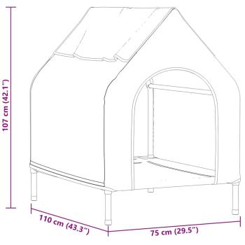Hundehütte Schwarze Oxford-Stoff und Stahl
