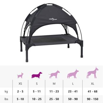 Erhöhtes Hundebett mit Abnehmbarem Dach Schwarz S Metall