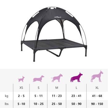 Erhöhtes Hundebett mit abnehmbarem Dach Schwarz L Metall