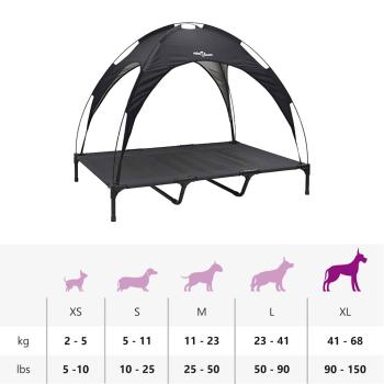 Erhöhtes Hundebett mit abnehmbarem Dach Schwarz XL Stahl