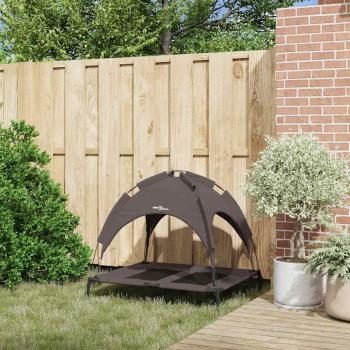 erhöhter Hundebett mit abnehmbarer Überdachung Braun L Stahl